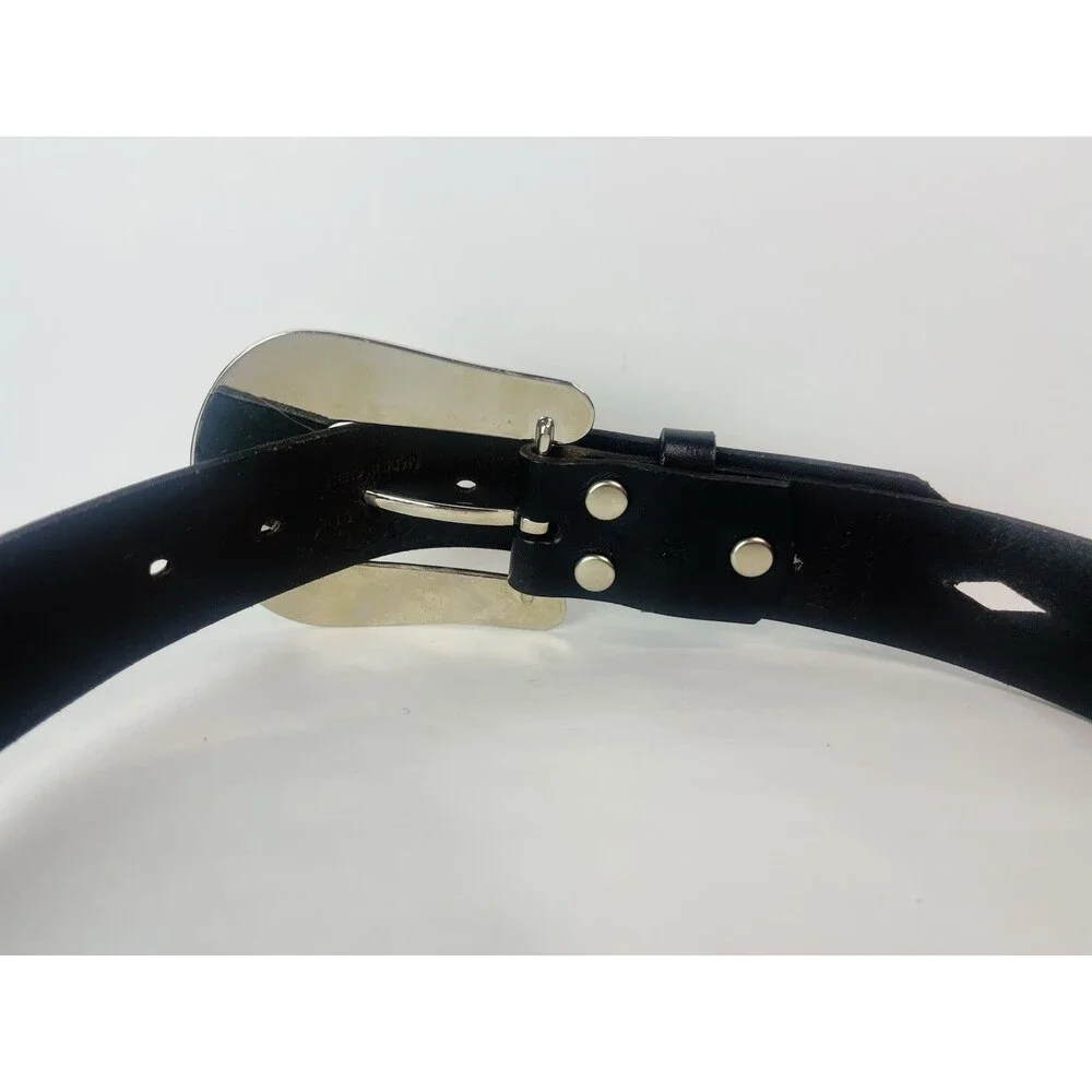 Nocona Women’s Medium Western Leather Boho Silvertone Buckle Rhinestone Belt